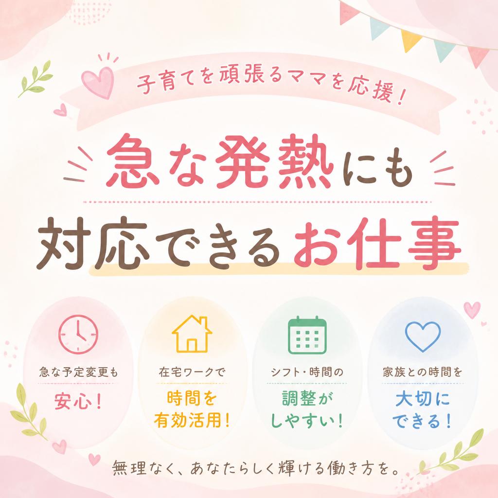 子育てを頑張るママを応援！急な発熱にも対応できるお仕事